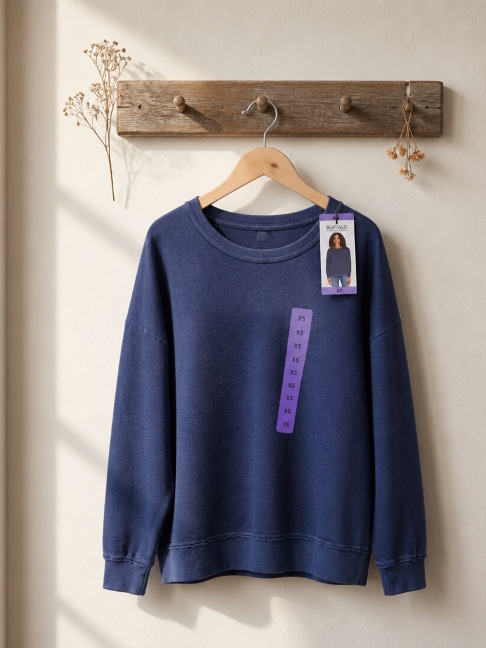 Buffalo David Bitton Women’s XS Blue French Terry Relaxed Sweatshirt